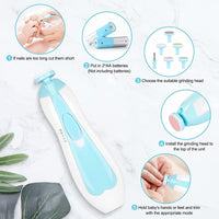 VMMPL Baby Nail Trimmer Electric for Newborns with Light | Safe Baby Nail File Set with 6 Grinding Pads | Electric Nail Clipper for Infant, Toddler, Kids & Mom | Compact & Silent Nail Cutter Kit – Multi Color