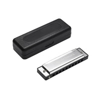 Basics 10-Hole Key C Harmonica with Case | 20-Tone Mouth Organ for Beginners, Kids & Professionals – Silver