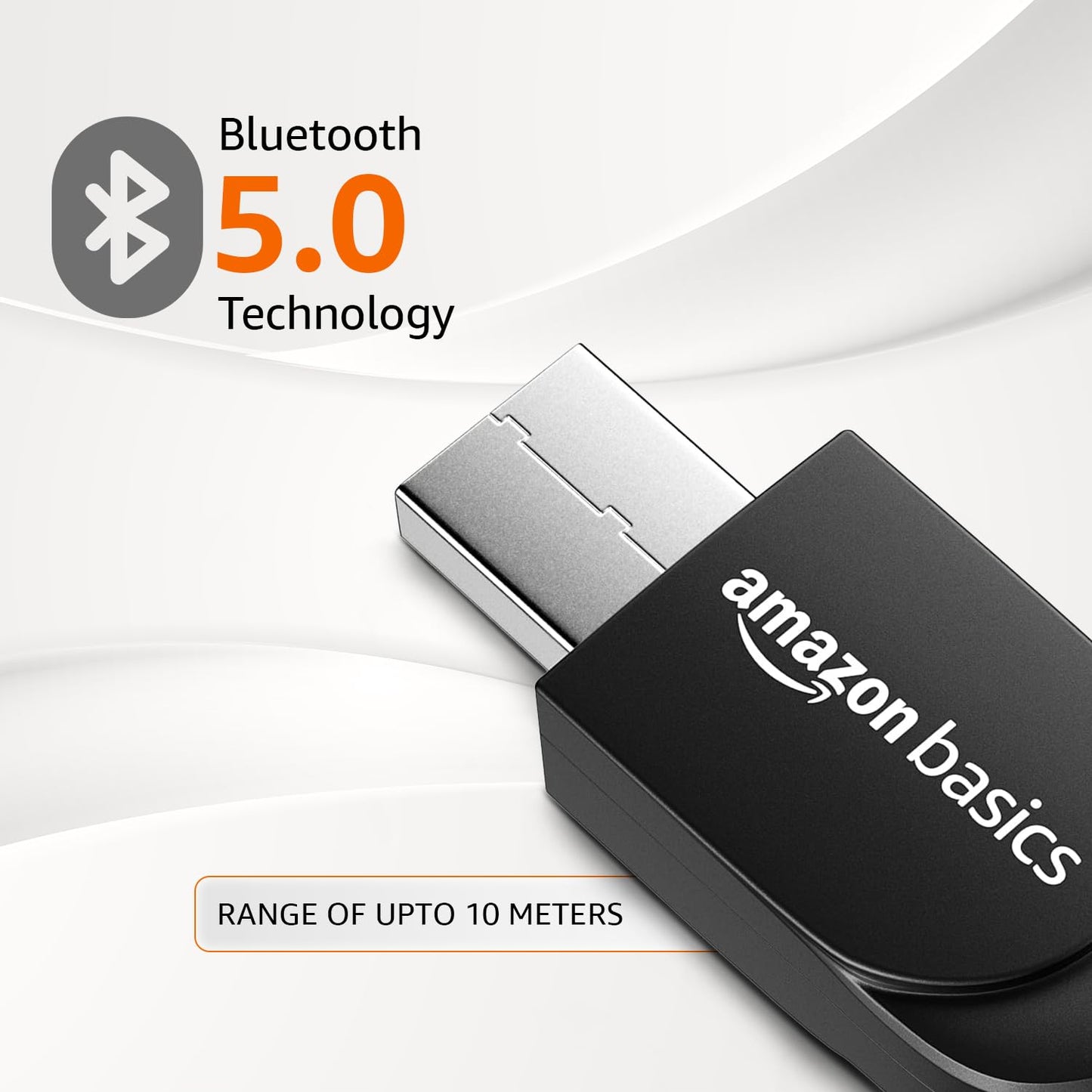 Basics 2-in-1 Bluetooth 5.0 Transmitter Receiver | USB Plug & Play Audio Adapter with Mic | Dual Mode TX/RX | 3.5mm AUX Support | Portable, Compact Design