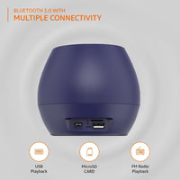 Basics 5W Mini Bluetooth Speaker with 30Hrs Playtime, TWS, Powerful Bass, BT 5.0, MicroSD/USB, IPX5 Waterproof (Blue)