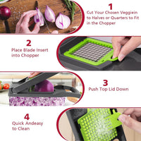 14 in 1 Multipurpose Chopper Fruits & Vegetable Cutters, Grater Peeler Chipser Unbreakable Food Grade Body Easy Push to Clean Button Slicer Dicer Chopper for Kitchen Mandoline Slicer Cutter