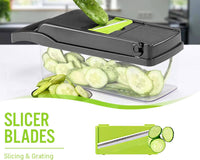 14 in 1 Multipurpose Chopper Fruits & Vegetable Cutters, Grater Peeler Chipser Unbreakable Food Grade Body Easy Push to Clean Button Slicer Dicer Chopper for Kitchen Mandoline Slicer Cutter