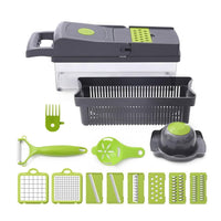 14 in 1 Multipurpose Chopper Fruits & Vegetable Cutters, Grater Peeler Chipser Unbreakable Food Grade Body Easy Push to Clean Button Slicer Dicer Chopper for Kitchen Mandoline Slicer Cutter