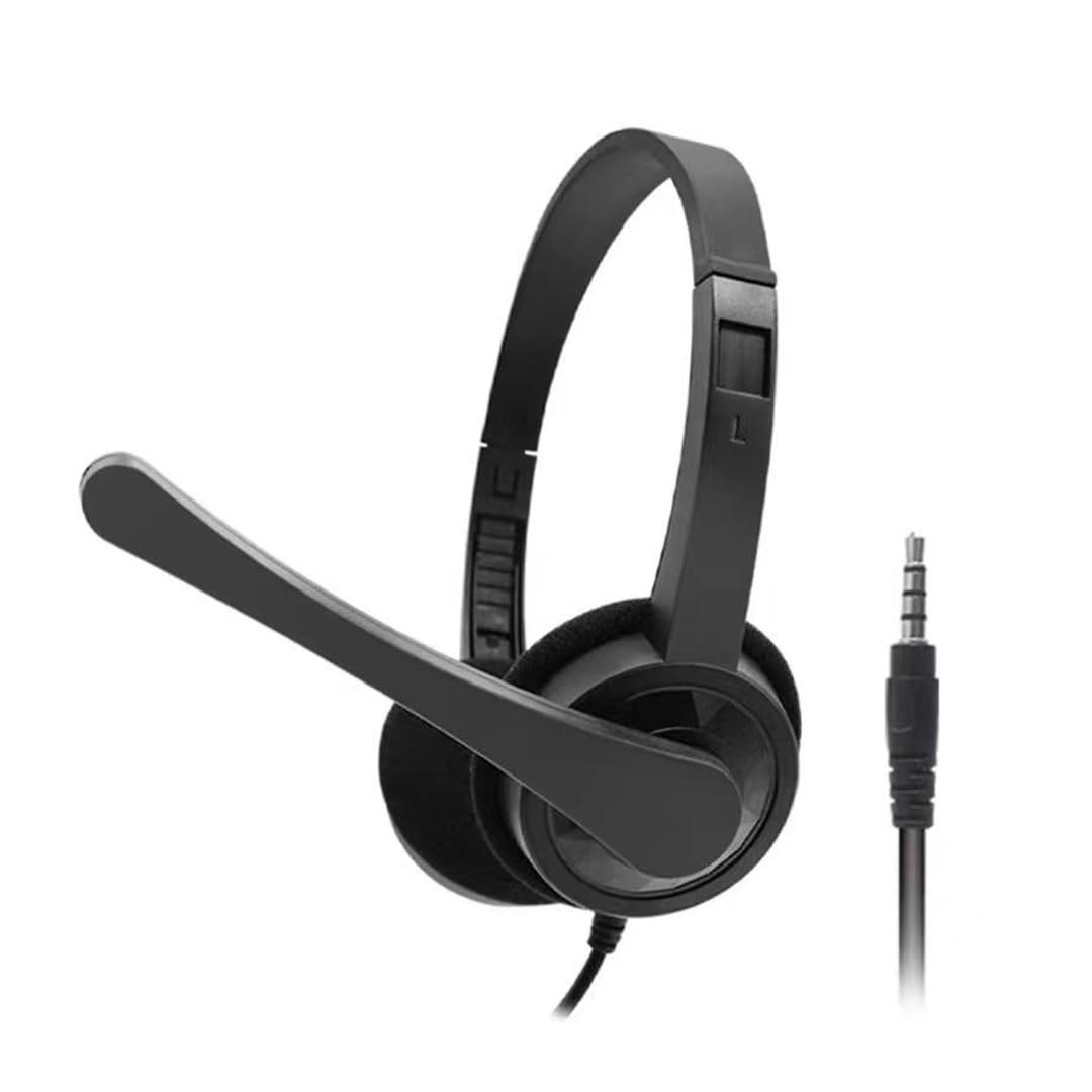 Dyazo Computer Wired Headphones with Mic | 3.5mm Jack | Compatible with Laptop, PC & Smartphones (Black)
