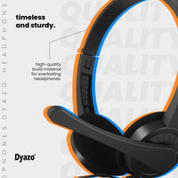 Dyazo Computer Wired Headphones with Mic | 3.5mm Jack | Compatible with Laptop, PC & Smartphones (Black)