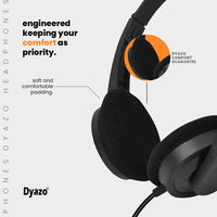 Dyazo Computer Wired Headphones with Mic | 3.5mm Jack | Compatible with Laptop, PC & Smartphones (Black)