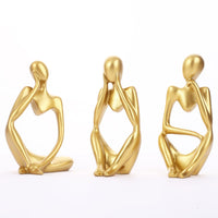 Decorative Abstract Thinker Men Statue Set Of 3 Modern Art Showpiece Sculpture(Fantasy,Gold,13CmX6Cm) Decoration Items For Home Decor Living Room Bedroom Bookshelf Table Office-Resin