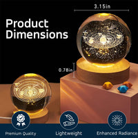 Desidiya Universe Crystal Ball Night Light,2.4 Inch Glass Ball Night LED Lamp with Woodern Base,Decorations Gifts for Men,Women,Kids,Boys,Girls,Teens