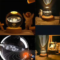 Desidiya Universe Crystal Ball Night Light,2.4 Inch Glass Ball Night LED Lamp with Woodern Base,Decorations Gifts for Men,Women,Kids,Boys,Girls,Teens