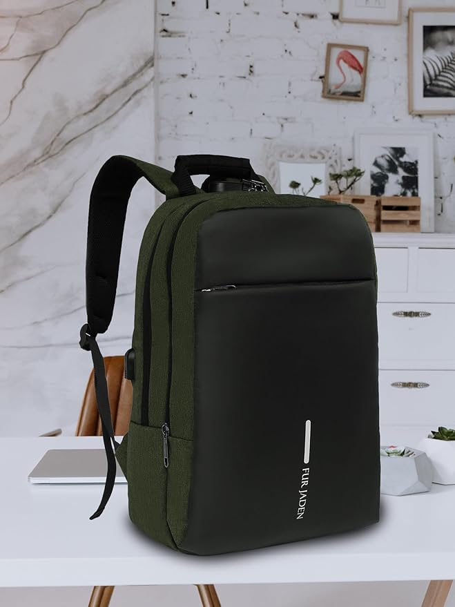 VMMPL FUR JADEN Anti Theft Laptop Backpack with Number Lock, 15.6 Inch Laptop Compartment, USB Charging Port, Organizer Pocket, 25L Capacity, Unisex Bag for Men, Women, Boys &amp; Girls