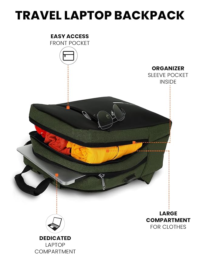 VMMPL FUR JADEN Anti Theft Laptop Backpack with Number Lock, 15.6 Inch Laptop Compartment, USB Charging Port, Organizer Pocket, 25L Capacity, Unisex Bag for Men, Women, Boys &amp; Girls