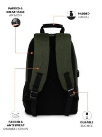 VMMPL FUR JADEN Anti Theft Laptop Backpack with Number Lock, 15.6 Inch Laptop Compartment, USB Charging Port, Organizer Pocket, 25L Capacity, Unisex Bag for Men, Women, Boys &amp; Girls