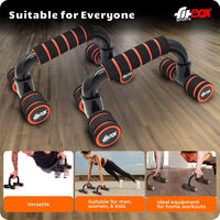 FitBox Sports Push-Up Bars Stand with Non-Slip Handles | Cushioned Foam Grip | Sturdy and Compact Push Up Handles for Strength Training – Unisex