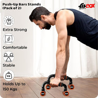 FitBox Sports Push-Up Bars Stand with Non-Slip Handles | Cushioned Foam Grip | Sturdy and Compact Push Up Handles for Strength Training – Unisex