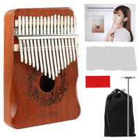 Juarez KLM50 Kalimba – Handcrafted Wooden Thumb Piano | Portable, Easy to Learn Musical Instrument (Natural Brown & White)