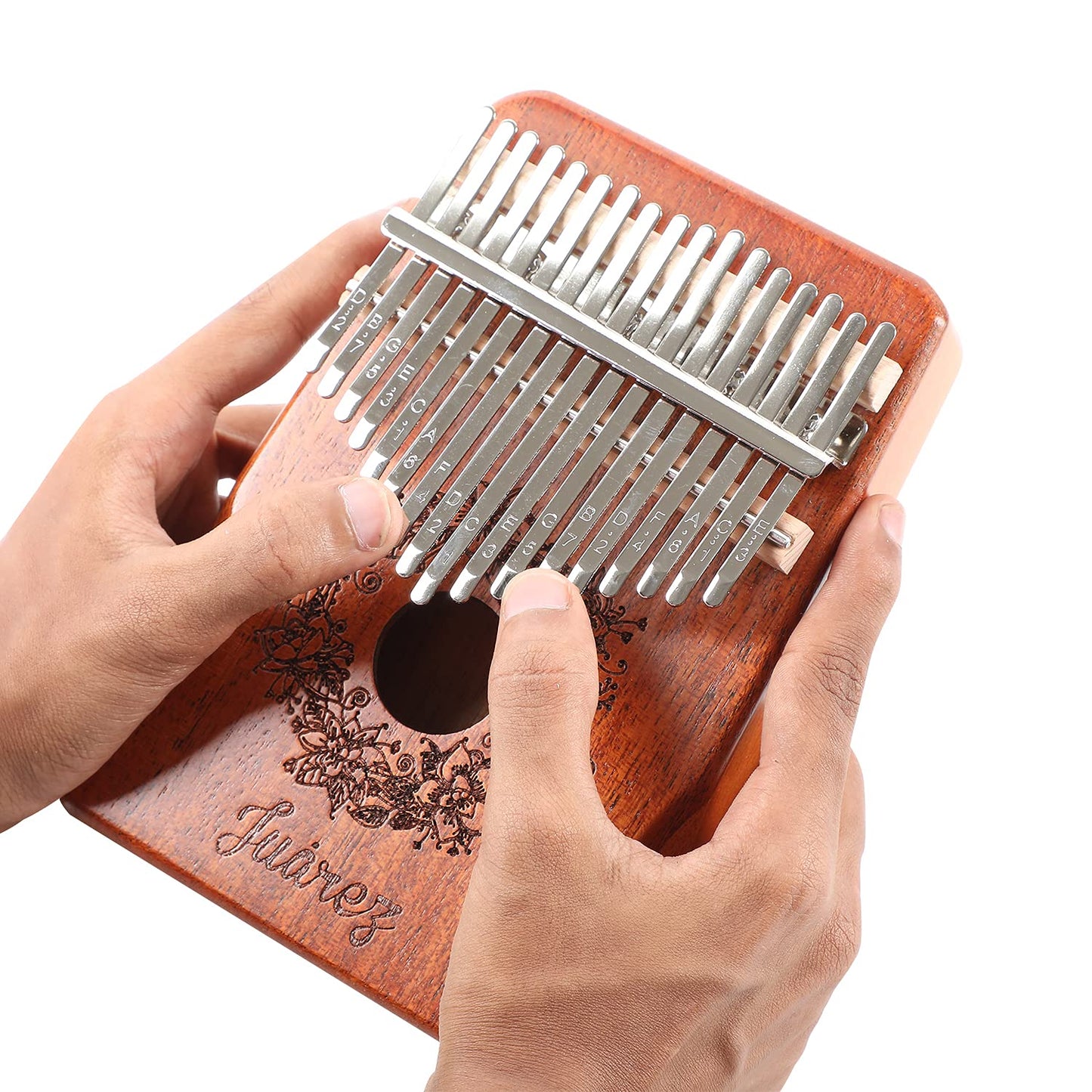 Juarez KLM50 Kalimba – Handcrafted Wooden Thumb Piano | Portable, Easy to Learn Musical Instrument (Natural Brown & White)