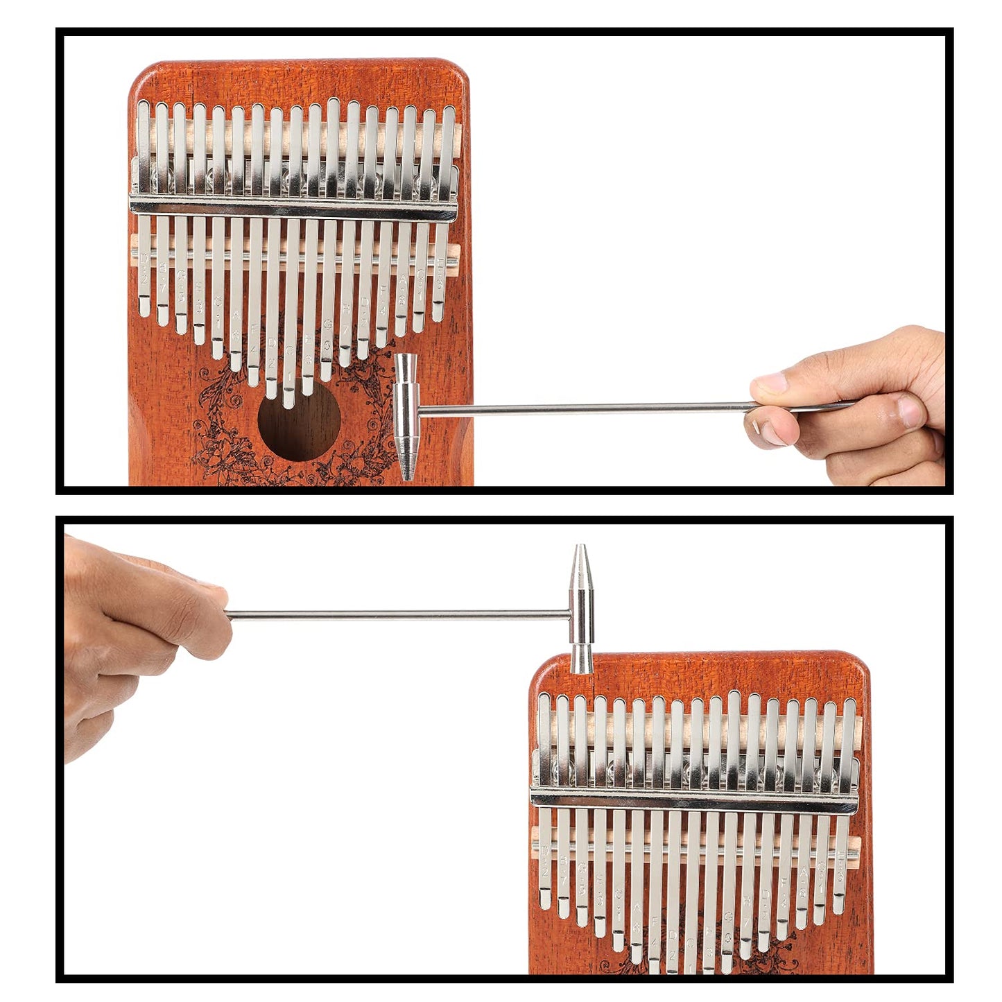 Juarez KLM50 Kalimba – Handcrafted Wooden Thumb Piano | Portable, Easy to Learn Musical Instrument (Natural Brown & White)