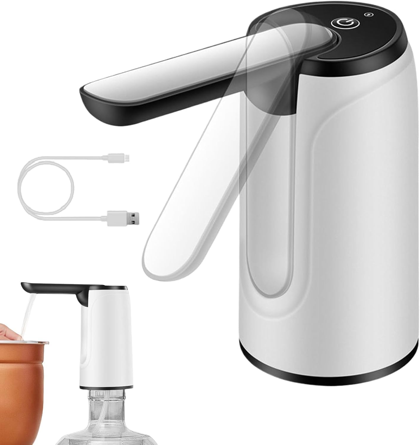 Foldable Water Dispenser Pump for 20 Litre Bottle 1200 mAH Battery Rechargeable hot and Cold Home Office Outdoor Portable