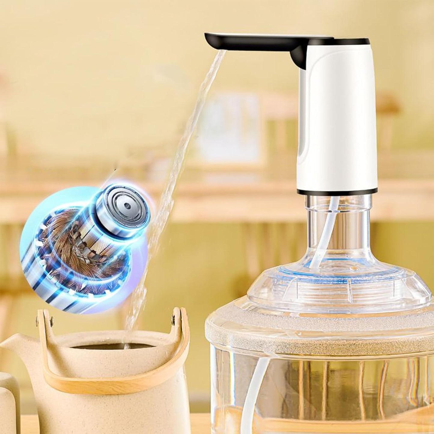 Foldable Water Dispenser Pump for 20 Litre Bottle 1200 mAH Battery Rechargeable hot and Cold Home Office Outdoor Portable