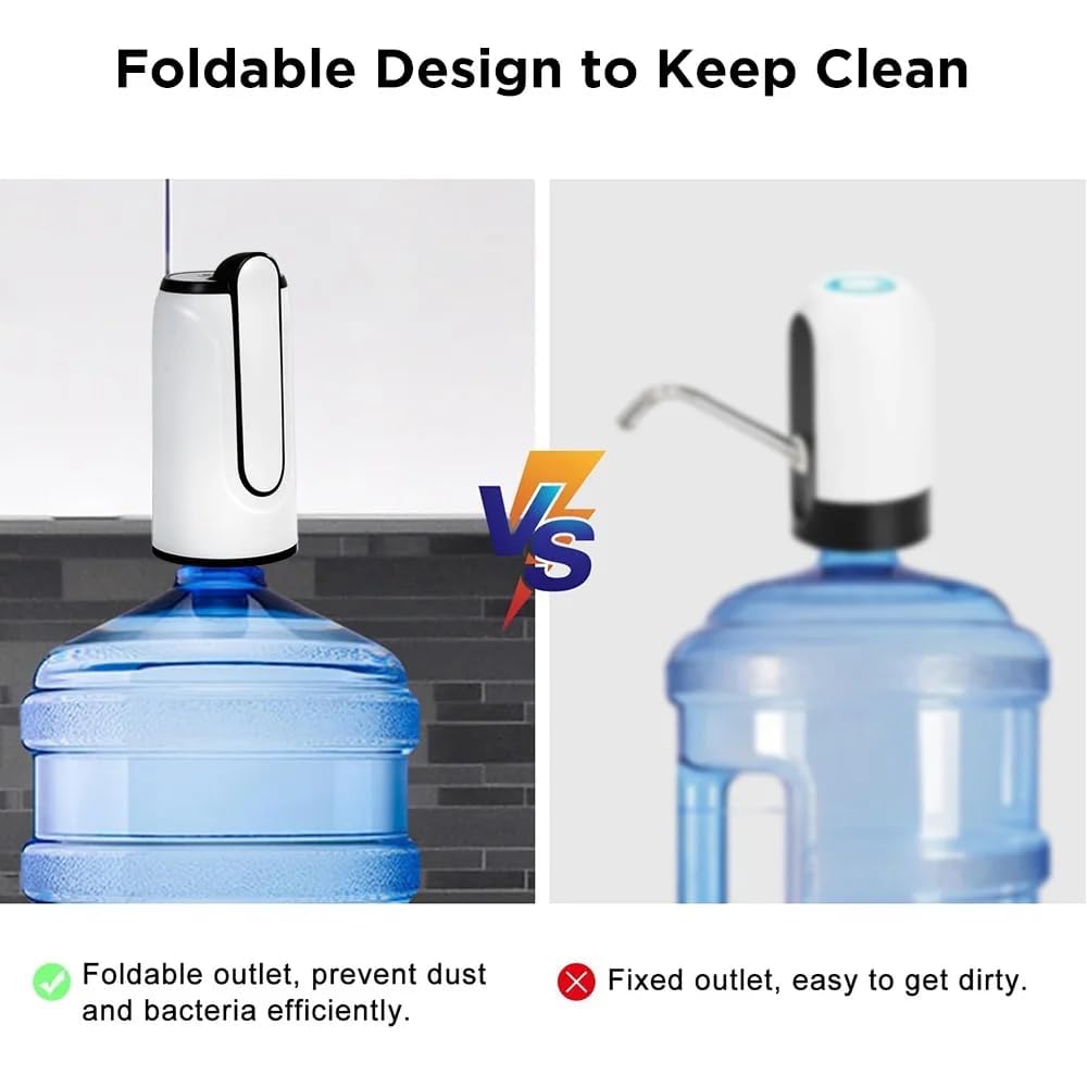 Foldable Water Dispenser Pump for 20 Litre Bottle 1200 mAH Battery Rechargeable hot and Cold Home Office Outdoor Portable