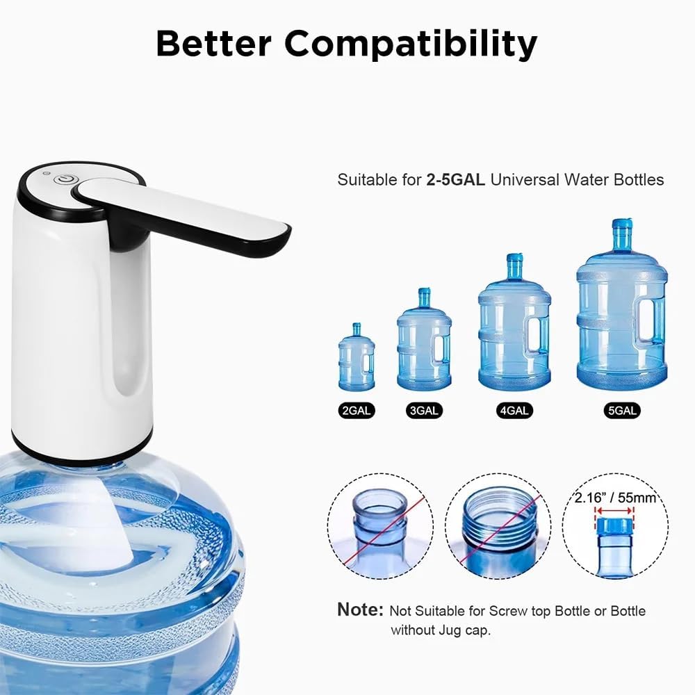 Foldable Water Dispenser Pump for 20 Litre Bottle 1200 mAH Battery Rechargeable hot and Cold Home Office Outdoor Portable