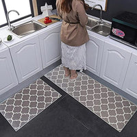 HomeCloud Kitchen Mat Combo | Anti-Slip Velvet Floor Mat Set for Kitchen, Room & Door (TRAP_GREY, 41x122 cm & 41x61 cm, 6mm Thick, Set of 2)