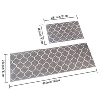HomeCloud Kitchen Mat Combo | Anti-Slip Velvet Floor Mat Set for Kitchen, Room & Door (TRAP_GREY, 41x122 cm & 41x61 cm, 6mm Thick, Set of 2)