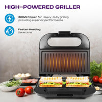 Milton Royal Pro Express 800W Toaster Griller Sandwich Maker | Non-Stick Grill Plates | Stainless Steel Body | Easy to Clean | LED Indicators | 1-Year Warranty – Black