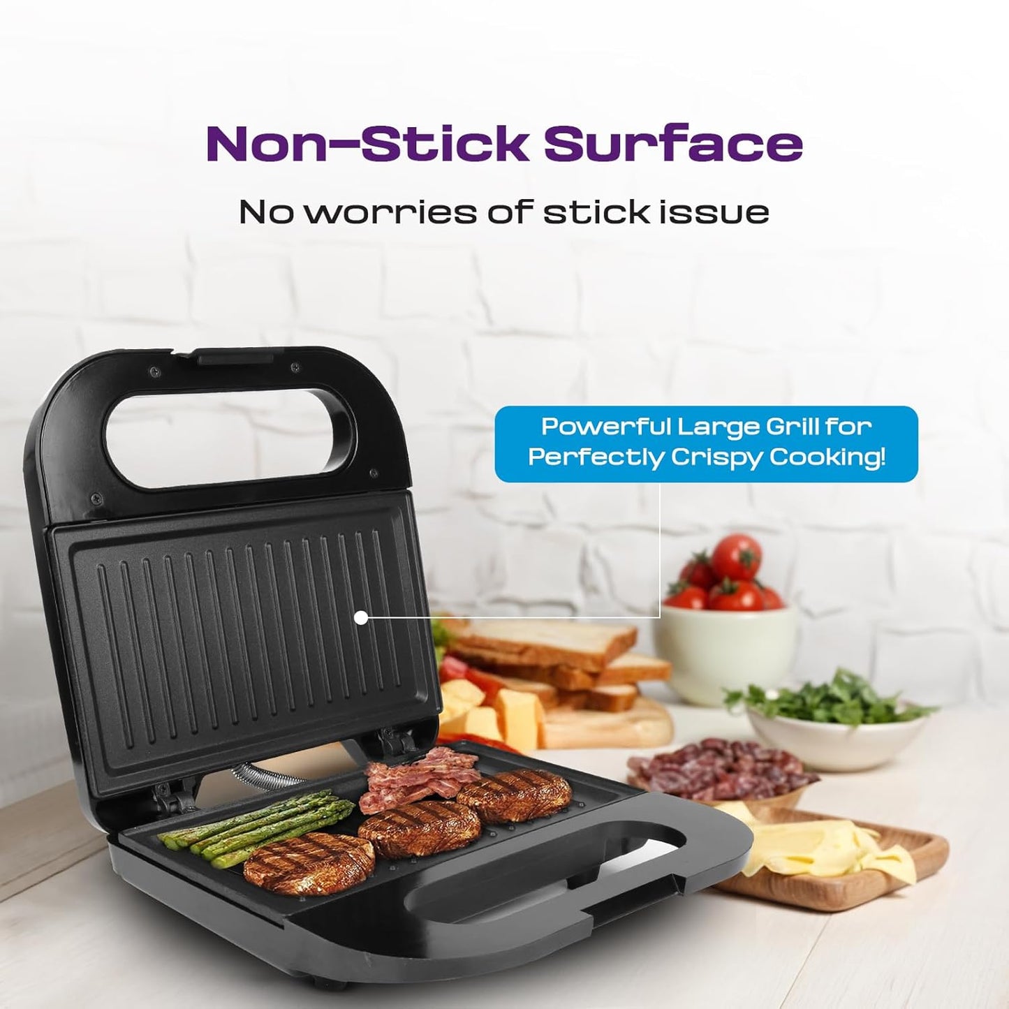 Milton Royal Pro Express 800W Toaster Griller Sandwich Maker | Non-Stick Grill Plates | Stainless Steel Body | Easy to Clean | LED Indicators | 1-Year Warranty – Black