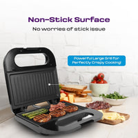 Milton Royal Pro Express 800W Toaster Griller Sandwich Maker | Non-Stick Grill Plates | Stainless Steel Body | Easy to Clean | LED Indicators | 1-Year Warranty – Black