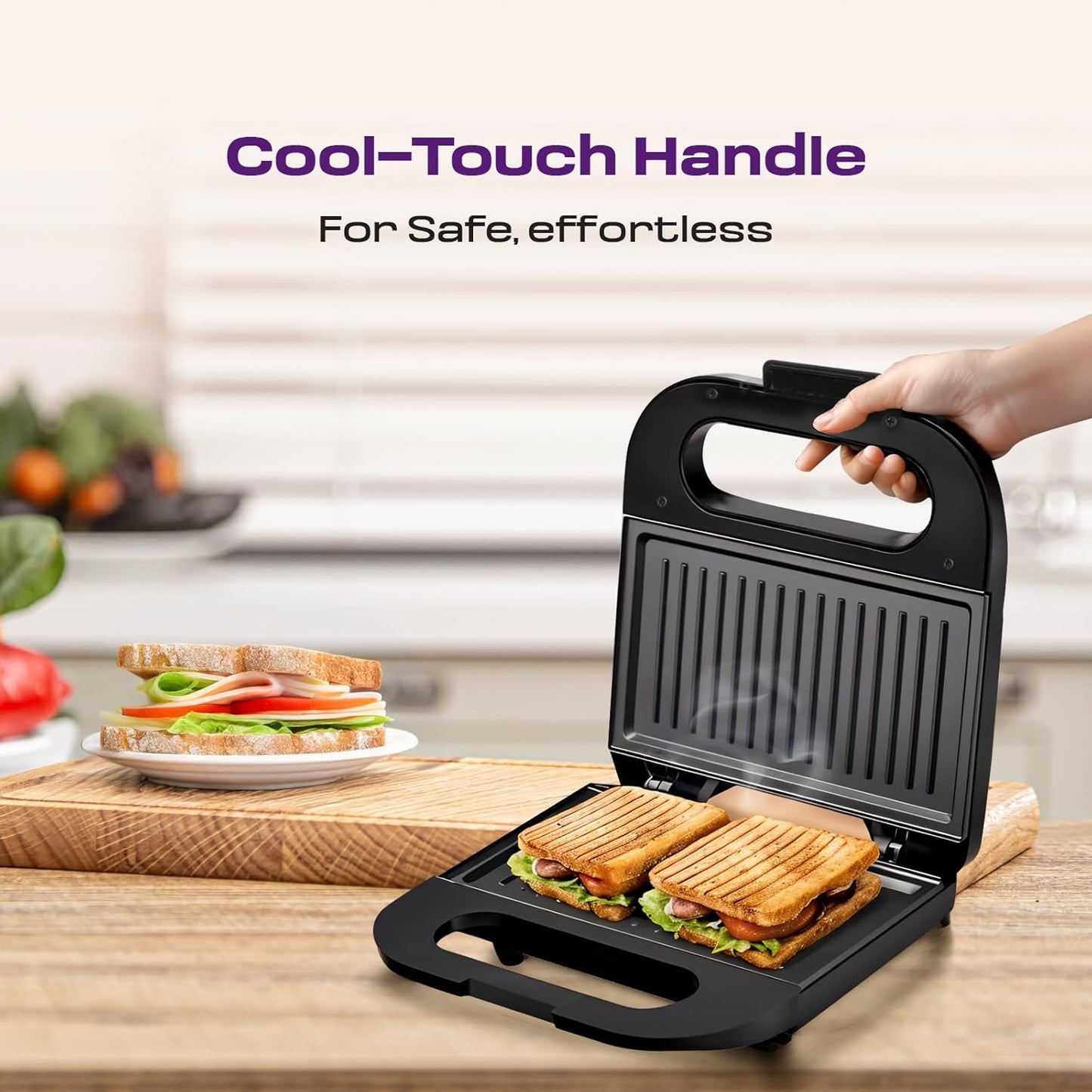 Milton Royal Pro Express 800W Toaster Griller Sandwich Maker | Non-Stick Grill Plates | Stainless Steel Body | Easy to Clean | LED Indicators | 1-Year Warranty – Black