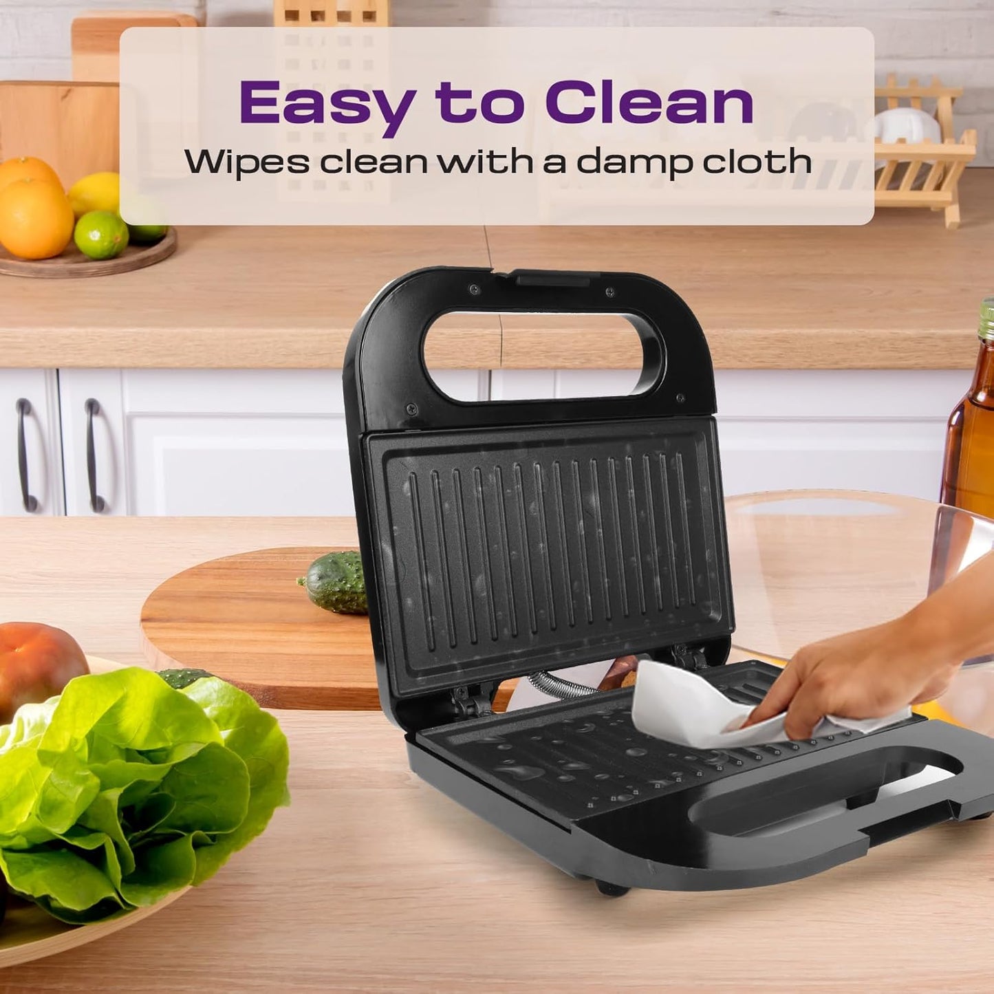 Milton Royal Pro Express 800W Toaster Griller Sandwich Maker | Non-Stick Grill Plates | Stainless Steel Body | Easy to Clean | LED Indicators | 1-Year Warranty – Black