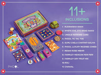 VMMPL Rakhi Giftbox for Brother | 11-in-1 Rakhi Gift Hamper | Rudraksha & Mystic Braid Rakhi | Dhoop Cone | Dry Fruits | Mouth Freshener | Tic-Tac-Toe Game | Greeting Card – 560g