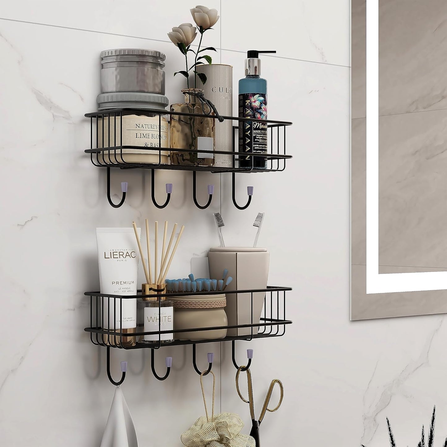 Plantex Multipurpose Wall Mounted  Shelf (No Drill, Pack of 2, Black)
