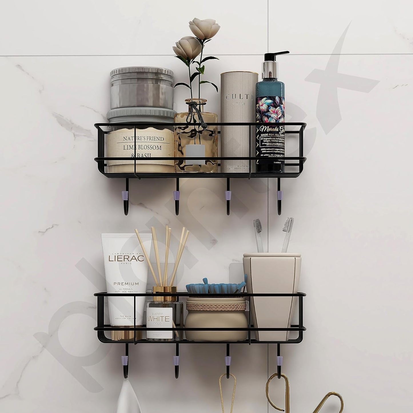Plantex Multipurpose Wall Mounted  Shelf (No Drill, Pack of 2, Black)