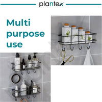 Plantex Multipurpose Wall Mounted  Shelf (No Drill, Pack of 2, Black)