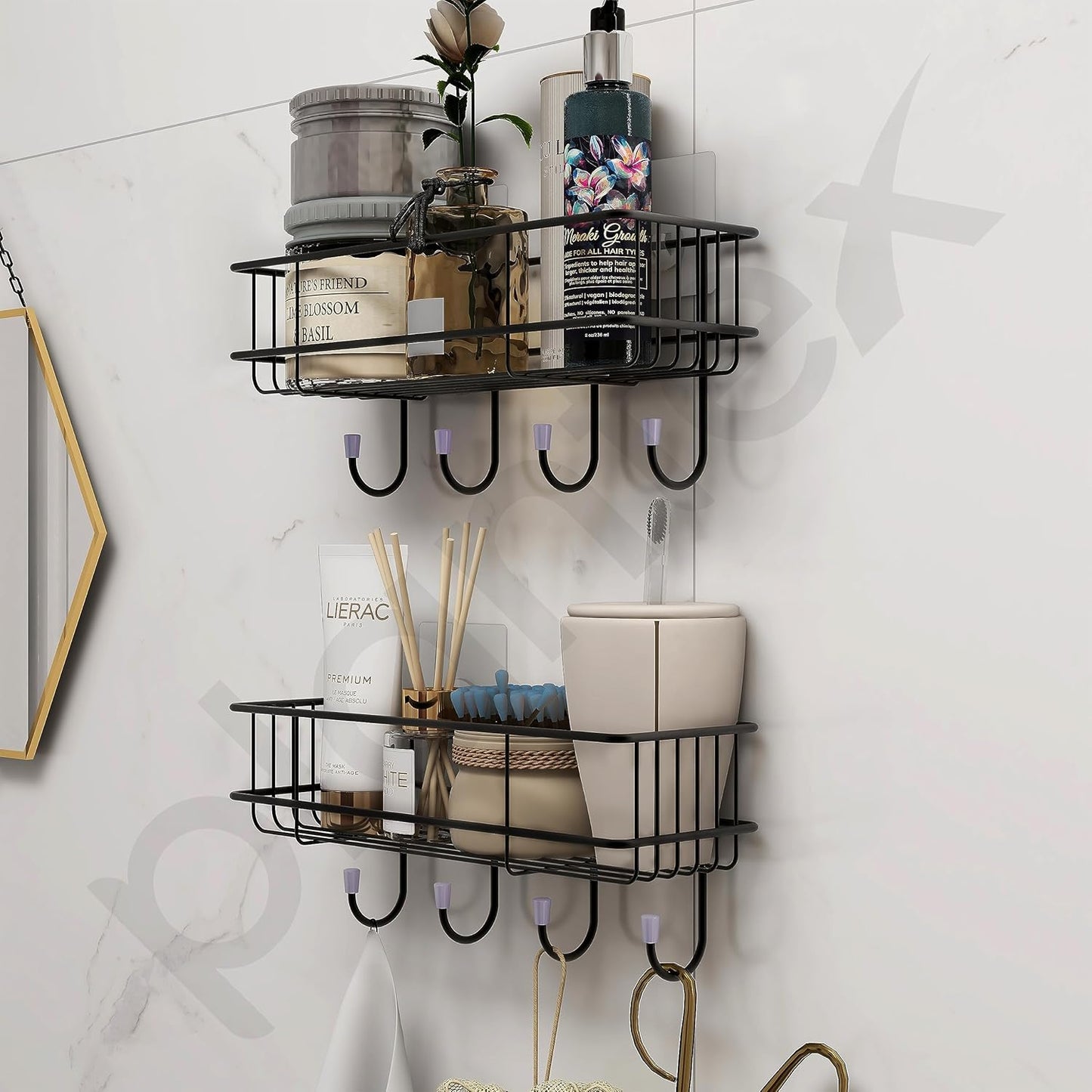 Plantex Multipurpose Wall Mounted  Shelf (No Drill, Pack of 2, Black)