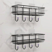 Plantex Multipurpose Wall Mounted  Shelf (No Drill, Pack of 2, Black)