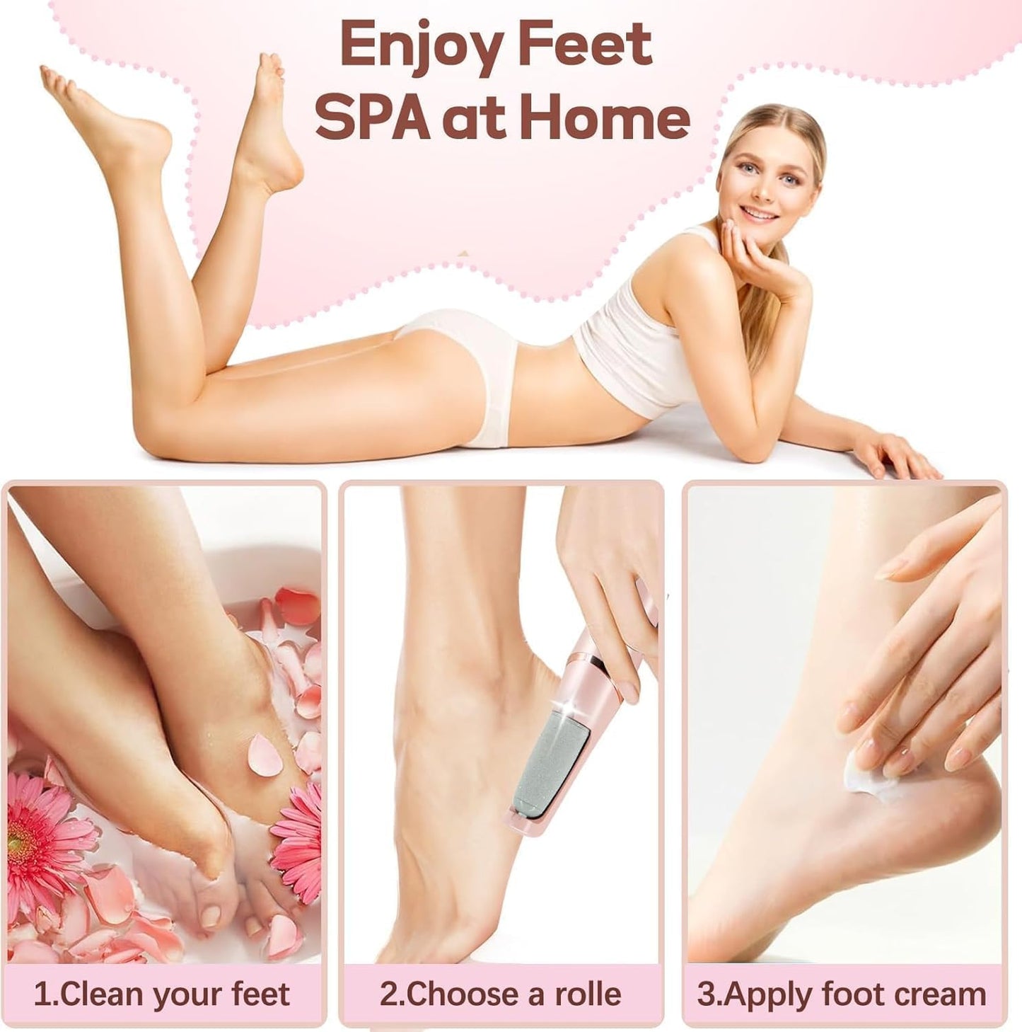 SPAREQUE Callus Remover for Feet – Rechargeable Pedicure Tool for Dead Skin & Cracked Heels