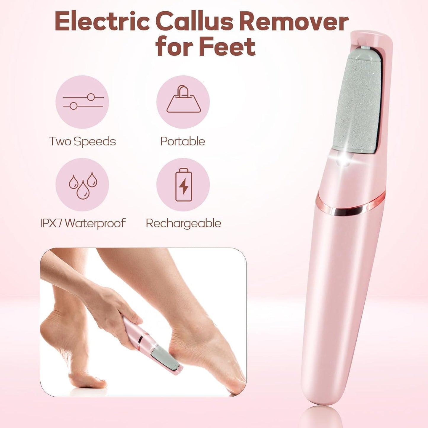 SPAREQUE Callus Remover for Feet – Rechargeable Pedicure Tool for Dead Skin & Cracked Heels