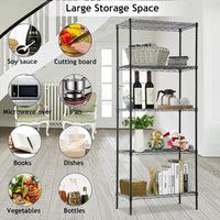 STORACK Heavy Duty 5-Shelf Adjustable Metal Rack | Foldable, Multipurpose Storage Organizer for Kitchen, Garage, Office, Warehouse (Black Coated Steel, 30x14x60 Inches)