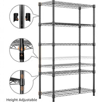 STORACK Heavy Duty 5-Shelf Adjustable Metal Rack | Foldable, Multipurpose Storage Organizer for Kitchen, Garage, Office, Warehouse (Black Coated Steel, 30x14x60 Inches)