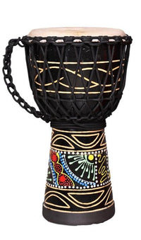 StarJam Dot Printed Djembe Drum – 8” x 16” Mango Wood Hand Drum with Bag – Black – Ideal for Kids (Ages 5-12)