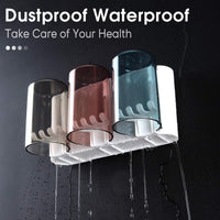 VMMPL Toothbrush Holder Wall Mounted | 2-Cup Tooth Brushes Organizer | Waterproof & Durable Brush Holder for Bathroom Wall with Magnetic Suspension Cups | White Plastic | Space Saving