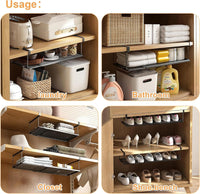 Under Shelf Rack for Kitchen | Expandable Metal Hanging Storage Organizer (Black)