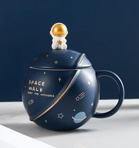 VMMPL Astronaut Planet Coffee Mug (400ml, Dark Blue) – Unique Rakhi Gift for Brother & Men | Ceramic Mug with 3D Space Design, Lid & Spoon