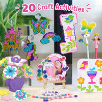 VMMPL Fabulous Craft Kit 5-in-1 Arts & Crafts Set for Kids | DIY Art Kit for Girls Ages 5-9 | Includes Glass Painting, Paper Quilling, Stamp Art & More | 200+ Craft Supplies