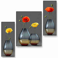 VMMPL Flower Pot Paintings for Wall Decoration – Set of 3 | 3D Modern Art Paintings for Living Room, Bedroom, Hotel & Office | Large Size with Frames | Engineered Wood | 50.8 cm x 30.48 cm |