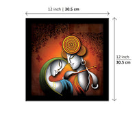 VMMPL Krishna Radha Art Framed Painting | Ready to Hang Wall Decor | Wooden Frame | UV Textured Modern Art | Without Glass | Square Shape | 12 x 12 Inches