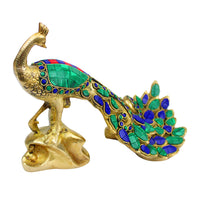 VMMPL Peacock Brass with Multicolor Gemstone Handwork Showpiece Idol Figurine Sculpture for Home Decoration | 11 x 4 x 7 Inch | 2.8 Kg |